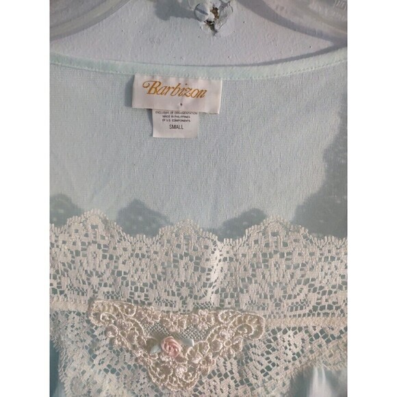 Barbizon S Vintage Kristy Nightgown NWT Aqua Cuddlesoft Lace Trim Micro Denier - Picture 2 of 5